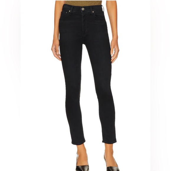 Agolde Denim - AGOLDE Nico High-Waisted Fitted Jeans Size 24 in Black